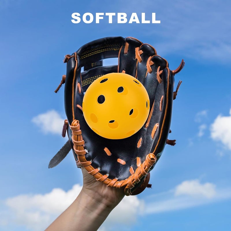 Urspasol Plastic Practice Softball 11 inch 6 Pack Oversized Baseball with Mesh Bag 26 Holes with Highly Bounce High Visibility for Batting Practice or Backyard Play Yellow - Image 4